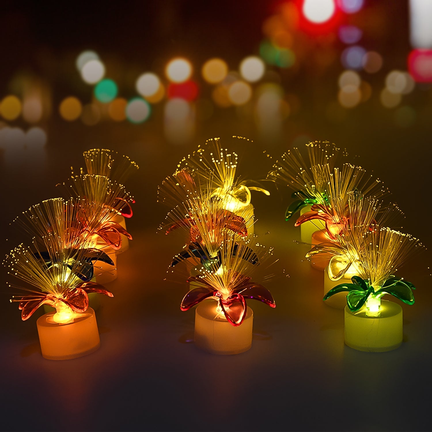 Fiber Optic Light, Mini Color Change LED Table Centerpieces, Light Up Candle, Diwali - Pack of 12 Fiber Optic Light, Mini Color Change LED Table Centerpieces, Light Up Candle, Diwali - Pack of 12